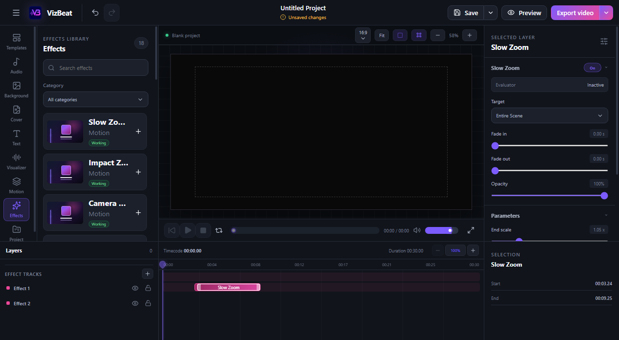 Place motion and effects — VizBeat